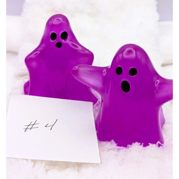 Glow-in-the-Dark Ghosts Set of 2 Purple to Blue 3" Tall Handcrafted Resin NEW - Picture 1 of 9